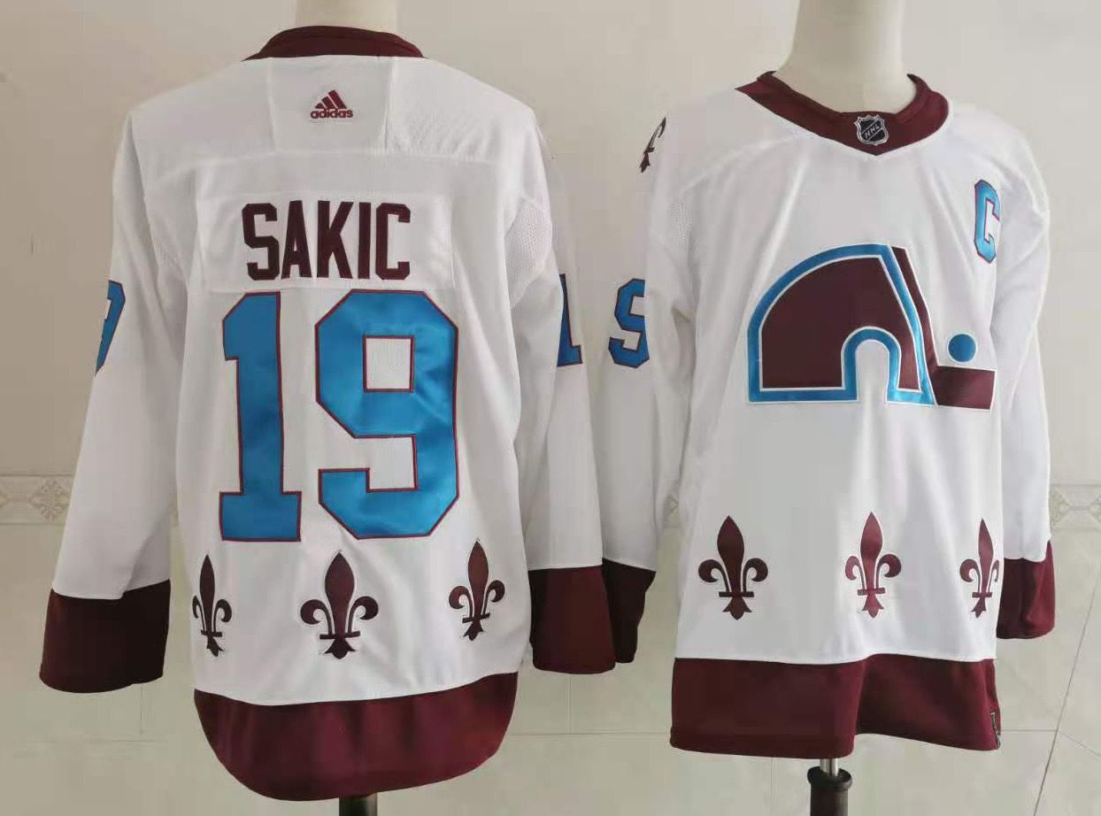 Men Colorado Avalanche #19 Sakic White Authentic Stitched 2020 Adidias NHL Jersey